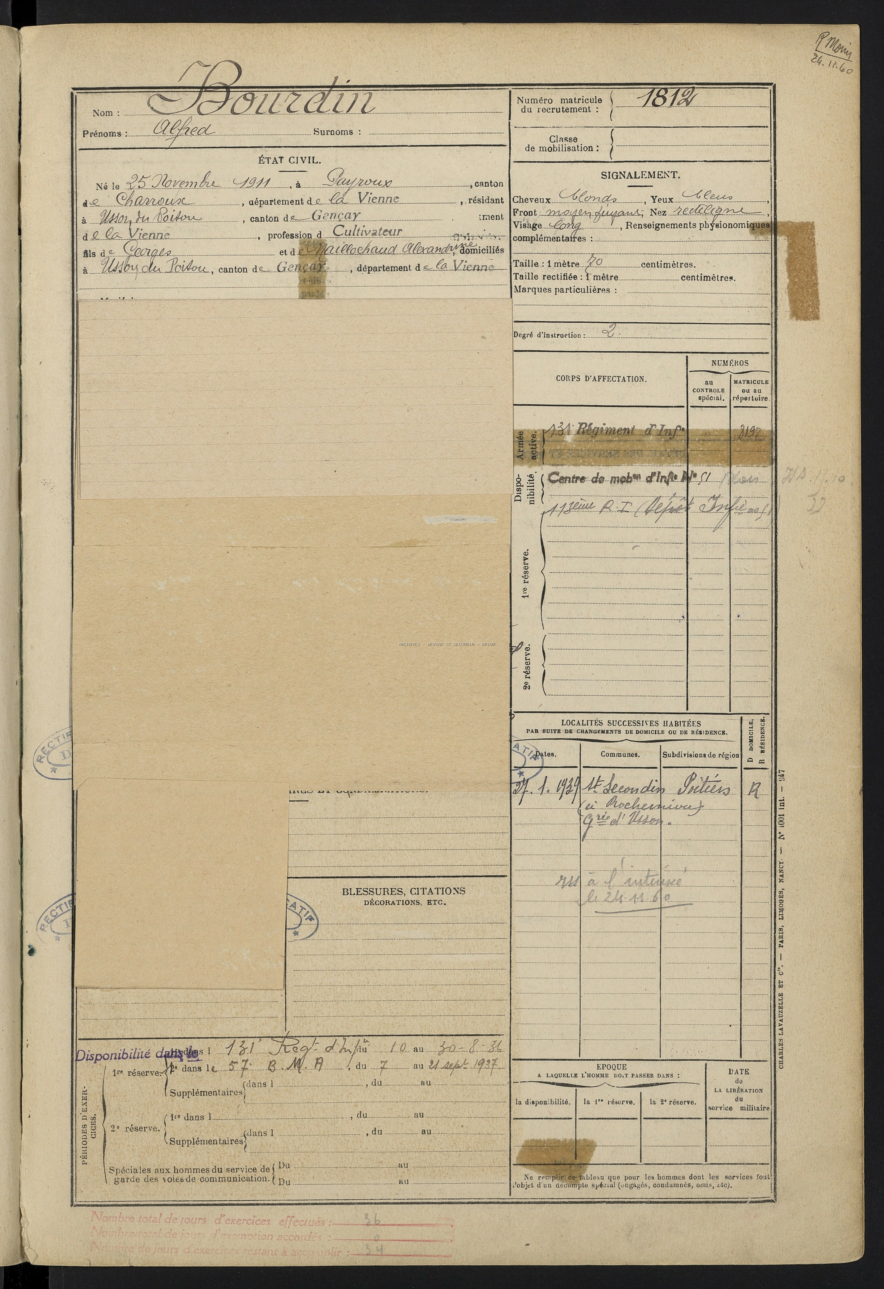 BOURDIN Alfred Etat de Service Registre Maquis Anatole 03
