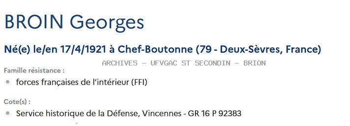 BROUIN GEORGES Registre Maquis Anatole