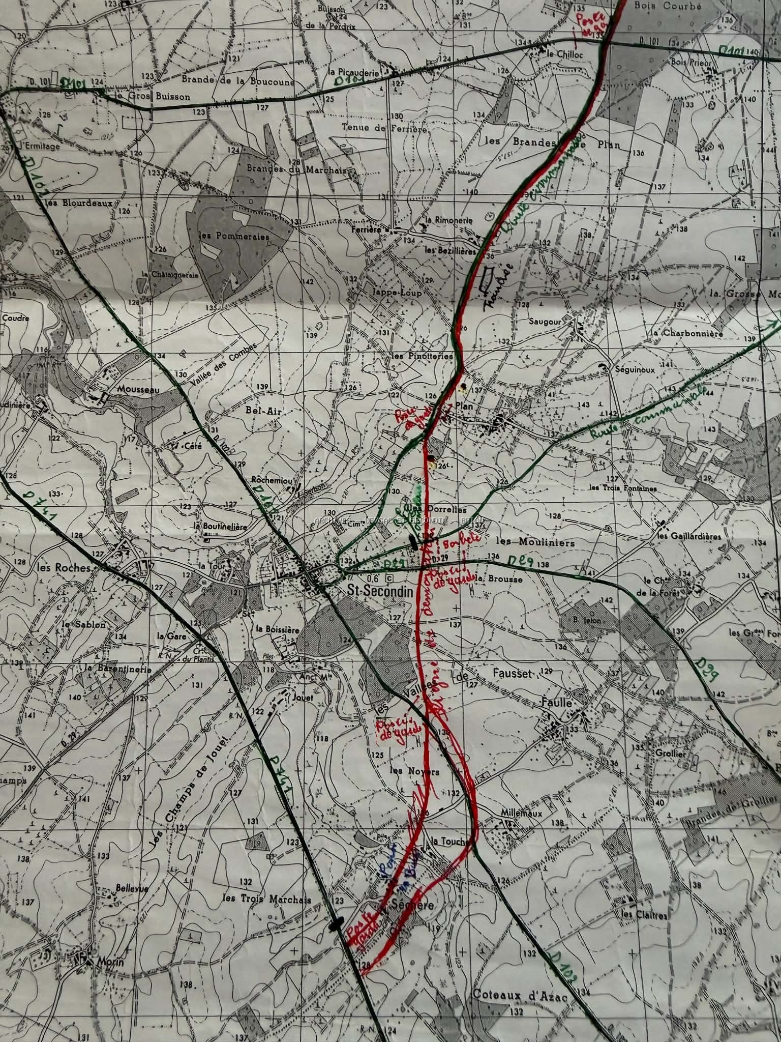 Carte archive St Secondin ww2