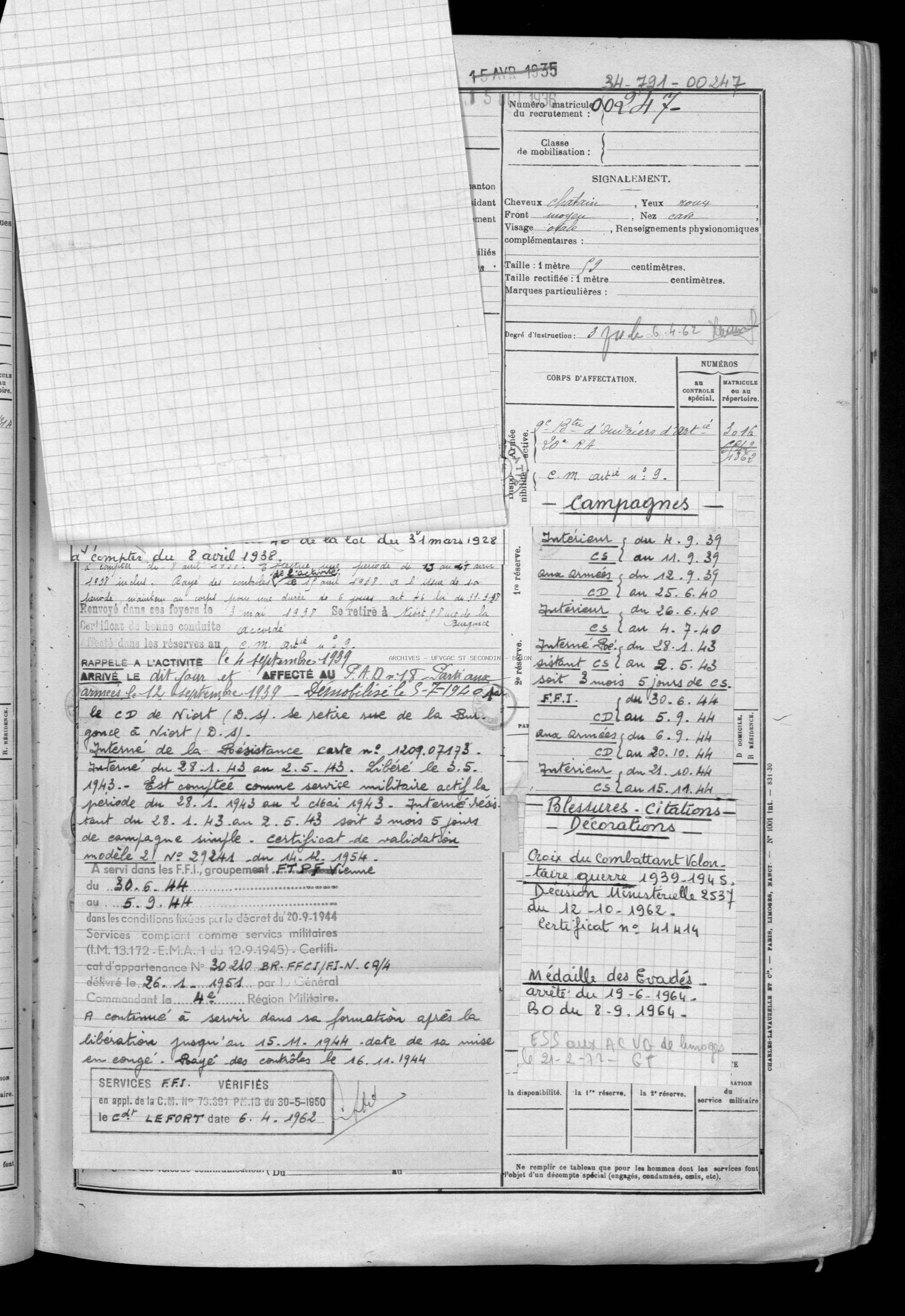 DUROSIER Emmanuel Joseph Etat de Service 02 Registre Maquis Anatole