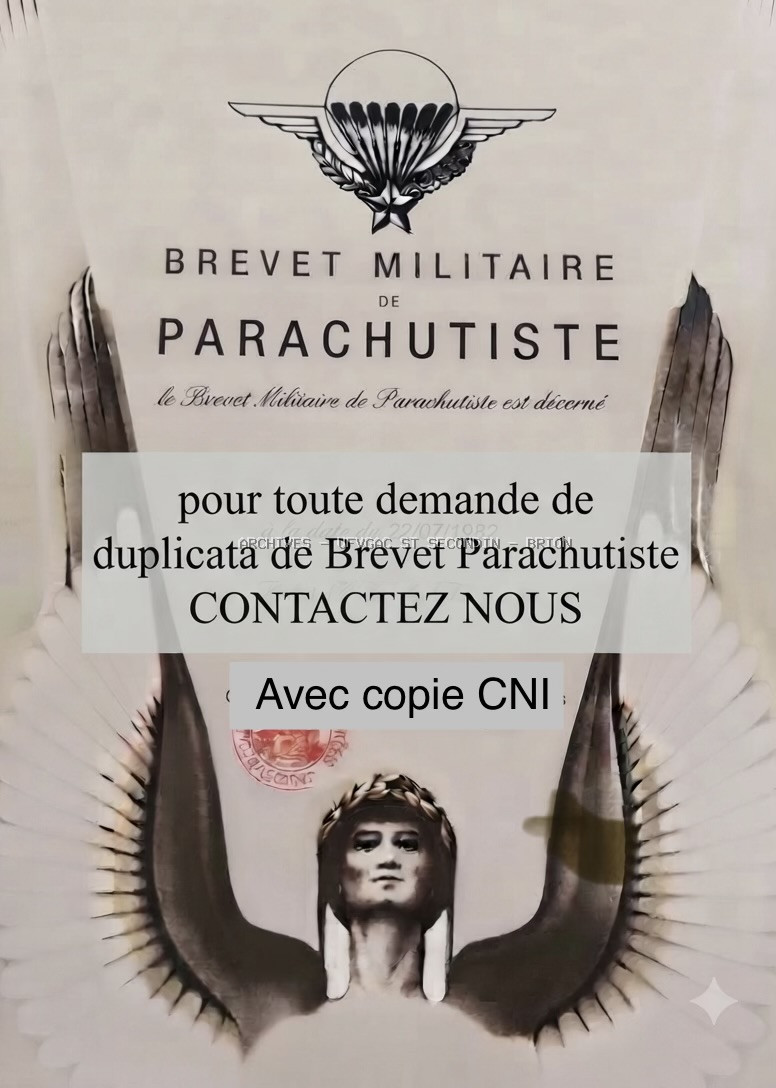 Demande duplicata Brevet Parachutiste contactez nous