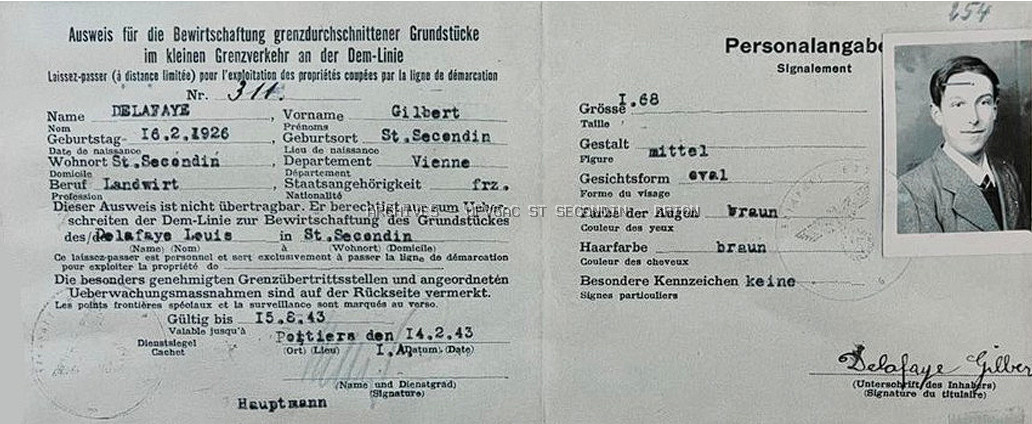 Document AUSWEIS ww2 St Secondin