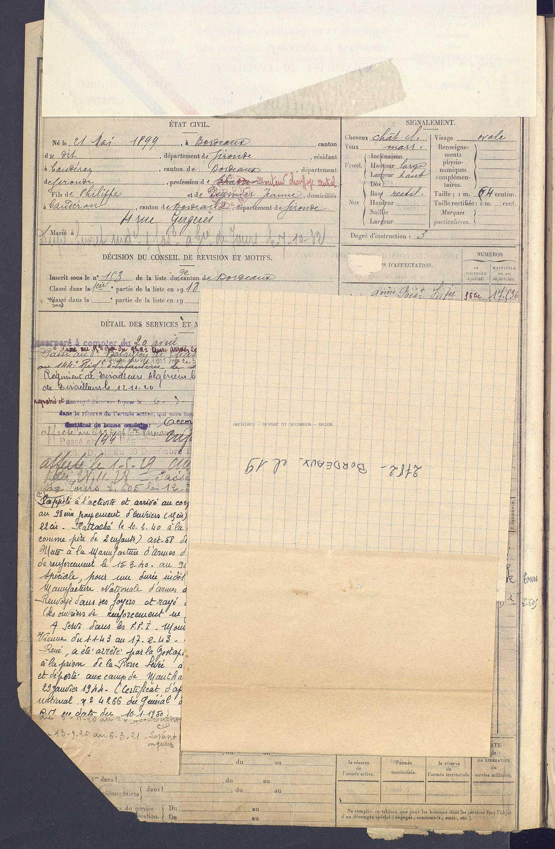 EYRAUD RENE EUGENE Etat de Service 05 Registre Maquis Anatole