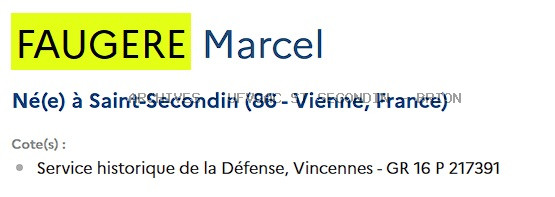 FAUGERE MARCEL Registre Maquis Anatole