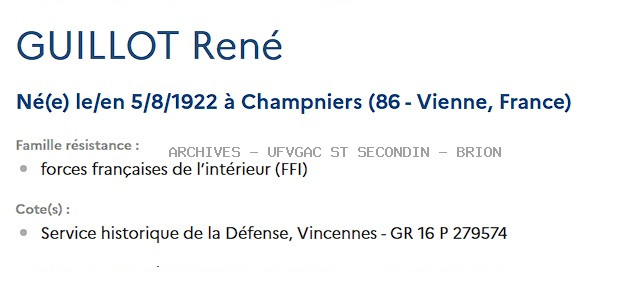 GUILLOT RENE Registre Maquis Anatole