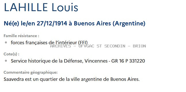 LAHILLE Louis Registre Maquis ANATOLE