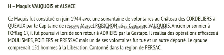 Le Maquis VAUQUOIS et ALSACE