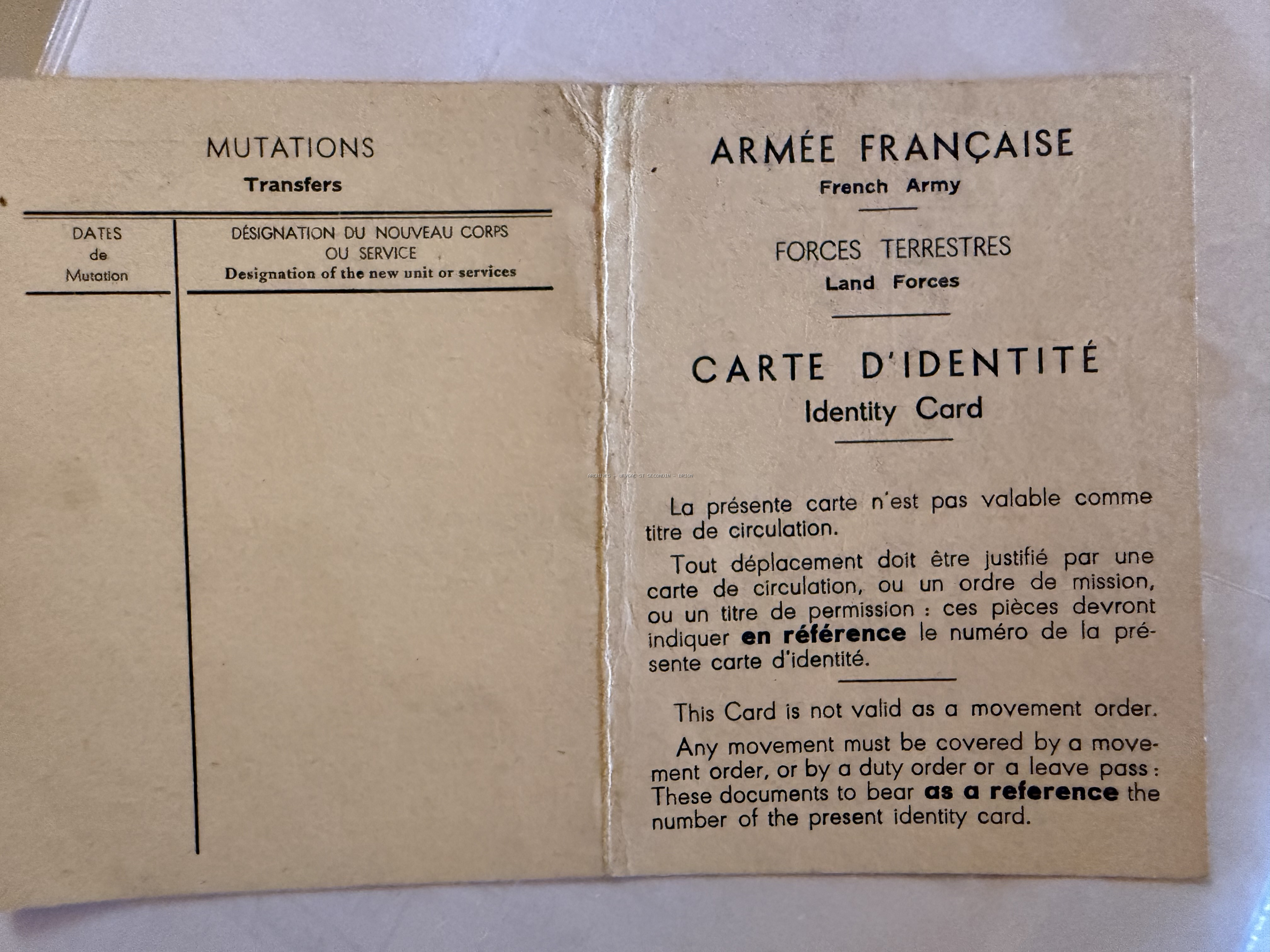 MASSE LUCIEN carte Armée Française 01