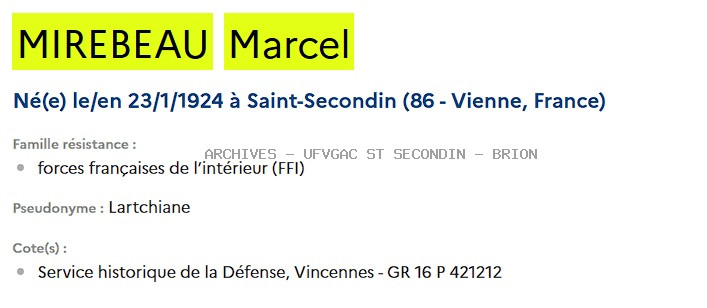 MIREBEAU MARCEL RESGISTRE MAQUIS ANATOLE
