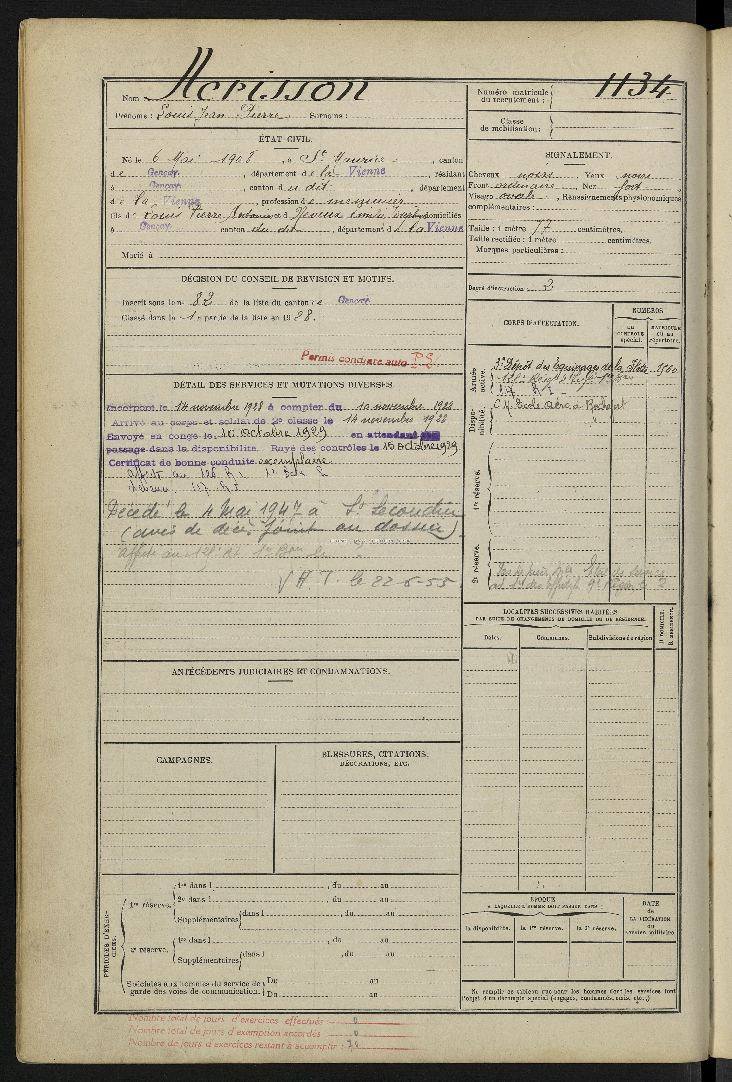 NERISSON Louis Jean Pierre Registre Maquis Anatole