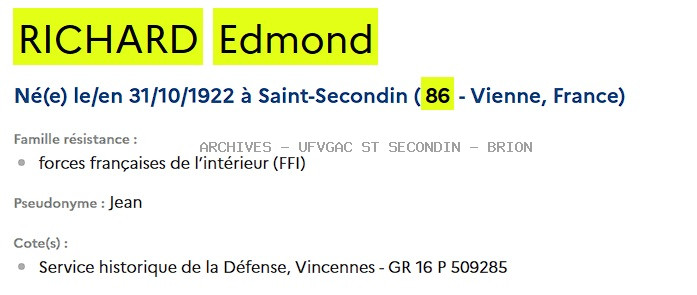 RICHARD EDMOND Registre Maquis Anatole