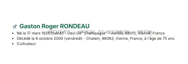 RONDEAU Gaston Roger Maquis ANATOLE Registre ANATOLE