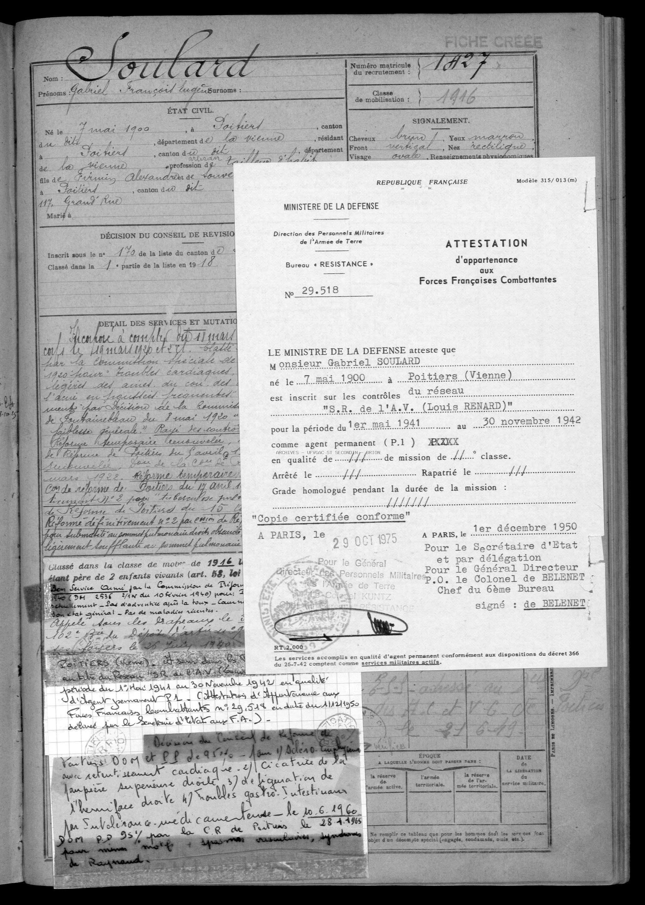 SOULARD Gabriel Registre Maquis Anatole